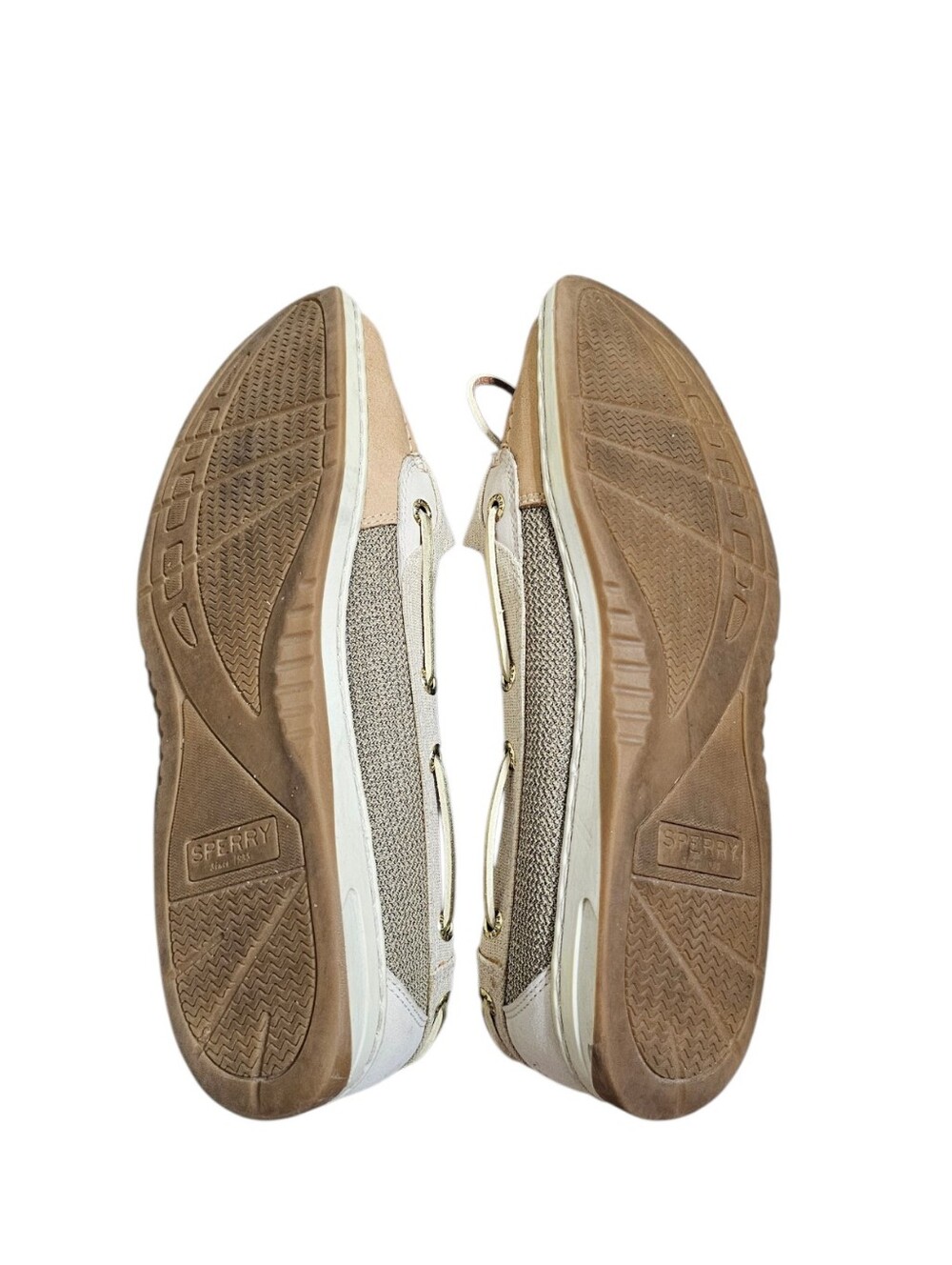 Sperry Women's Neutral Two-Tone Canvas & Leather Boat Loafers Size 11 - Picture 5 of 7